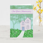 Kaart voor 1-jarig jubileum van nieuw huis (Gele Bloem)