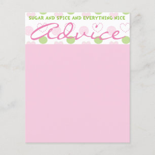 Kaart voor advies van de baby shower "Suiker en sp