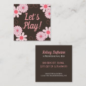 Kaart voor afspeeldatum kind Fun Floral Vierkante Visitekaartje (Voorkant / Achterkant)