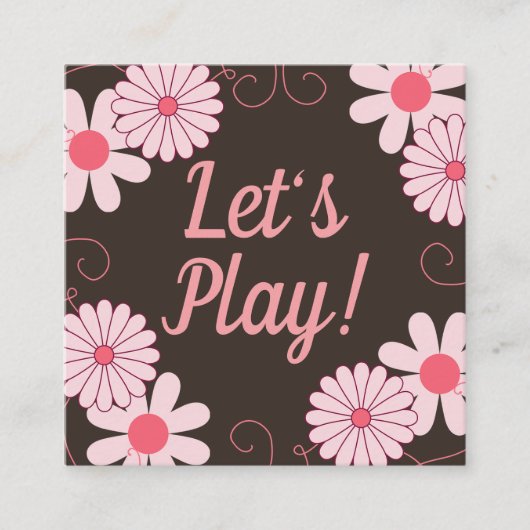 Kaart voor afspeeldatum kind Fun Floral Vierkante Visitekaartje (Voorkant)