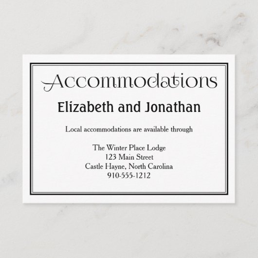 Kaart voor Black & White Wedding Accommodations (Voorkant)