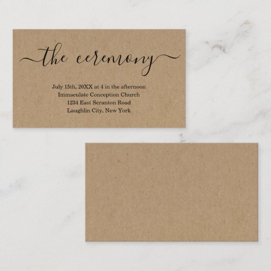 Kaart voor bruiloft Ceremony Enclosure - Simple (Voorkant / Achterkant)