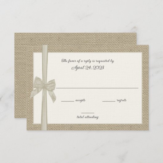 Kaart voor Burlap- en Bow-aangepaste respons (Voorkant / Achterkant)