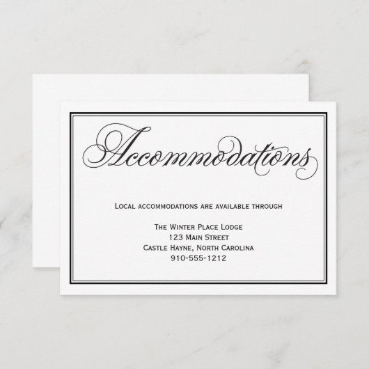 Kaart voor calligrafieScript Wedding Accommodation (Voorkant / Achterkant)
