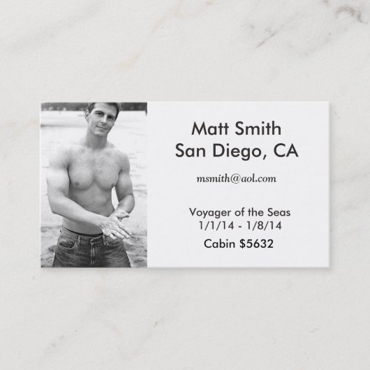 Kaart voor cruiseschepen (met achterzijde) visitekaartje (Voorkant)