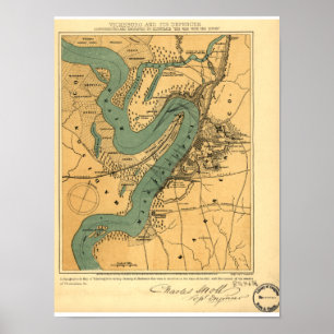 Kaart voor de burgeroorlog in Vicksburg en de verd Poster