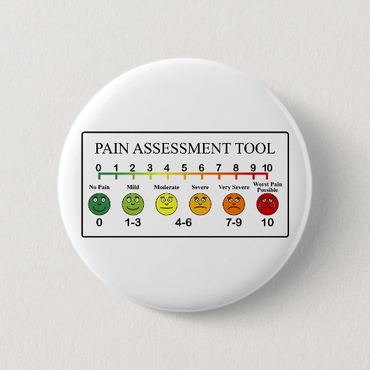 Kaart voor de evaluatie van medische pijn ronde button 5,7 cm (Voorkant)