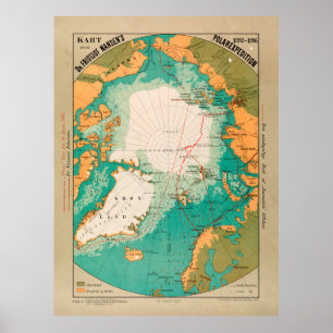  kaart voor de exploratie van Noordpool en Noordpo Poster