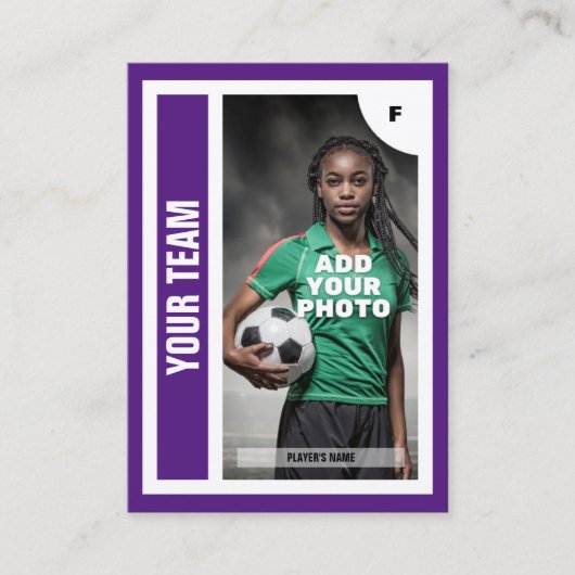 Kaart voor de handel in voetbalwedstrijden (Paars) Contactkaartje (Voorkant)