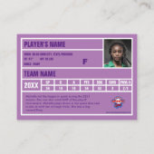 Kaart voor de handel in voetbalwedstrijden (Paars) Contactkaartje (Achterkant)