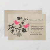 Kaart voor de reactie op roze bloemen (Voorkant / Achterkant)