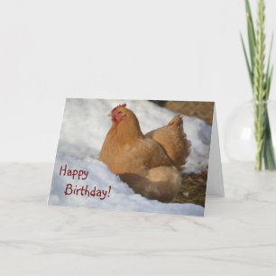Kaart voor de verjaardag van Chicken in Snow