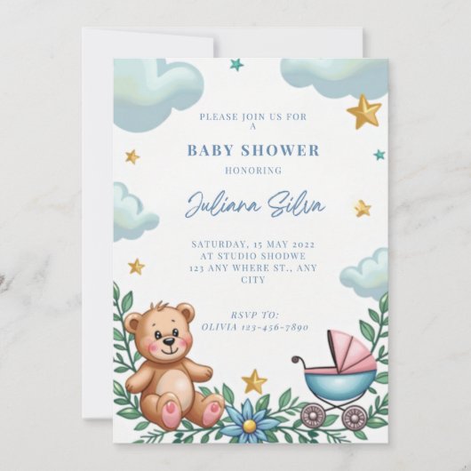 kaart voor een babyshower (Voorkant)