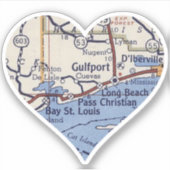  kaart voor Gulfport MS Sticker (Voorkant)