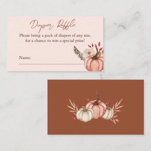 Kaart voor herfst pomkin Diaper Raffle Ticket Encl (Voorkant / Achterkant)