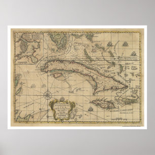 Kaart voor het eiland Cuba - 1762 Poster