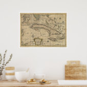 Kaart voor het eiland Cuba - 1762 Poster (Keuken)