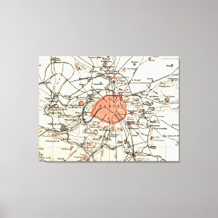  kaart voor het gebied van de Parijs- en de omring Canvas Afdruk