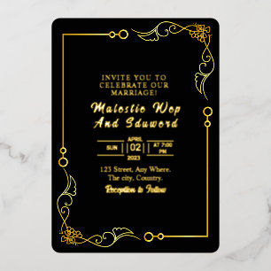 Kaart voor huwelijksuitnodiging Gold Foil Design S