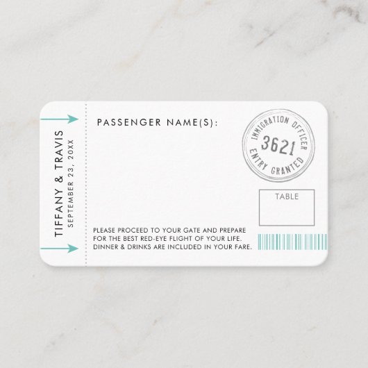 Kaart voor instapmodel ticket plaats mini-menu (Voorkant)