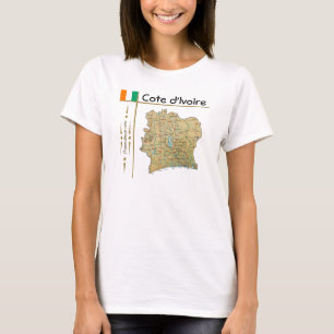 Kaart voor Ivoorkust + vlag + titel T-shirt