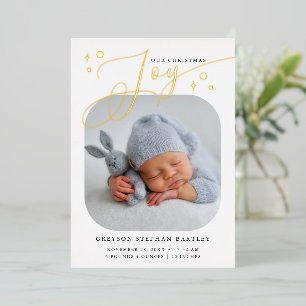Kaart voor kerstfeest Joy Birth Announcement