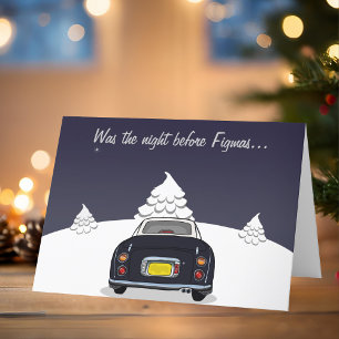 Kaart voor kerstfeestdag in Black Figaro Car
