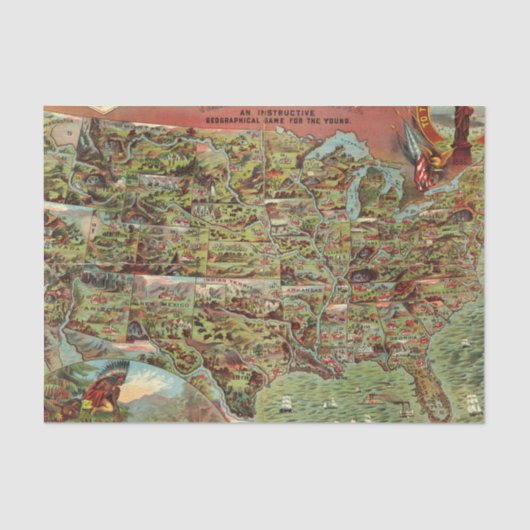 Kaart voor kinderen van de Verenigde Staten Tissuepapier (Voorkant)