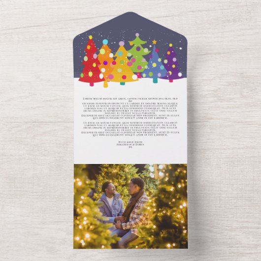 Kaart voor kleurrijke vun regenboogpride kerstboom (Binnen)