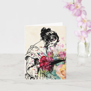  Kaart voor Lady reading Book