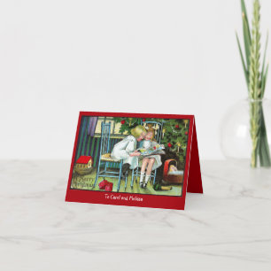  kaart voor meisjes die een kerstverhaal lezen