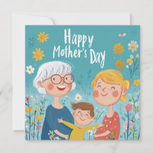 Kaart voor Moederdag voor drie generaties