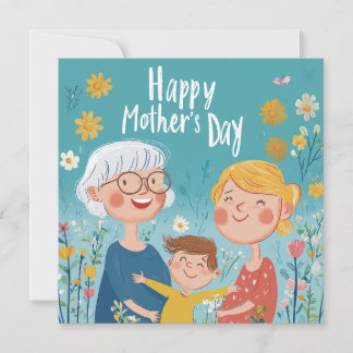 Kaart voor Moederdag voor drie generaties