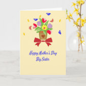 Kaart voor Moederdag voor je grote zuster (Gele Bloem)