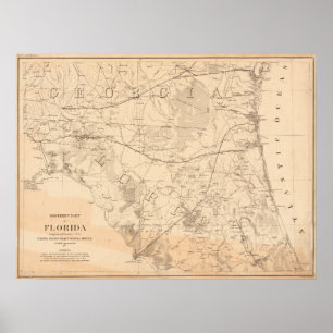 kaart voor Noord-Florida Poster