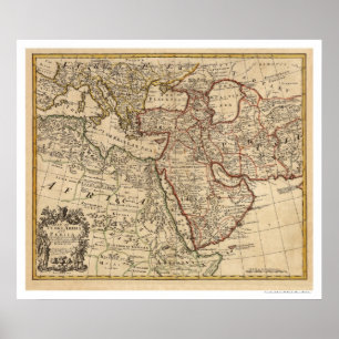 Kaart voor Perzië - Arabië - 1721 Poster
