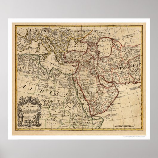 Kaart voor Perzië - Arabië - 1721 Poster (Voorkant)