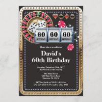 Kaart voor pokerspelen Casino Birthday uitnodiging