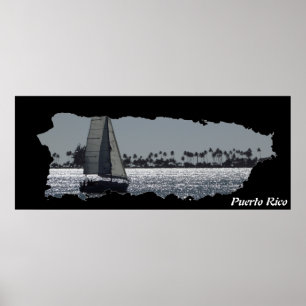 Kaart voor Puerto Rico Island Poster