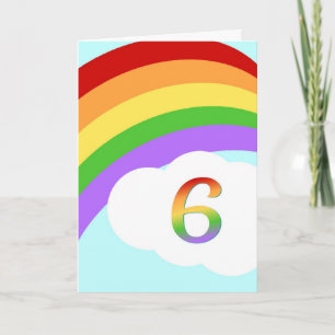 Kaart voor regenbooggeboorte van 6 jaar oud