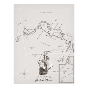 Kaart voor Turken en Caicos Foto Afdruk