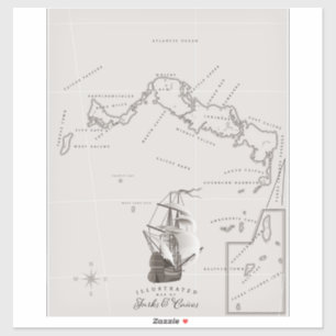 Kaart voor Turken en Caicos Sticker