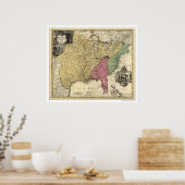 Kaart voor Vroege Amerika 1763 Poster (Keuken)
