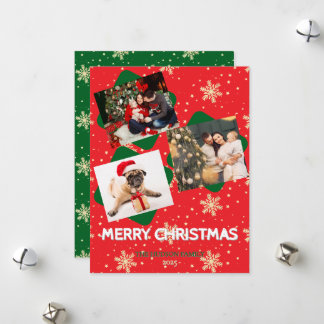 KAART VOOR VROLIJKE KERSTGROET MET 3 FOTO'S