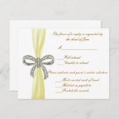 Kaart voor Yellow Diamond Bow Wedding Response (Voorkant / Achterkant)