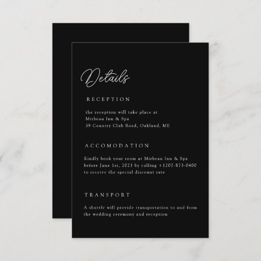 Kaart voor zwarte bruiloft - Qr-codenummer (Voorkant / Achterkant)