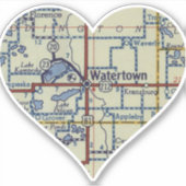 kaart Watertown SD Sticker (Voorkant)