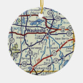 kaart Waukesha Keramisch Ornament (Voorkant)
