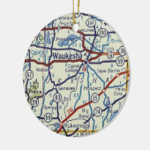 kaart Waukesha Keramisch Ornament (Links)