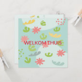 kaart welkom thuis abstracte bloem (Voorkant / Achterkant in situ)
